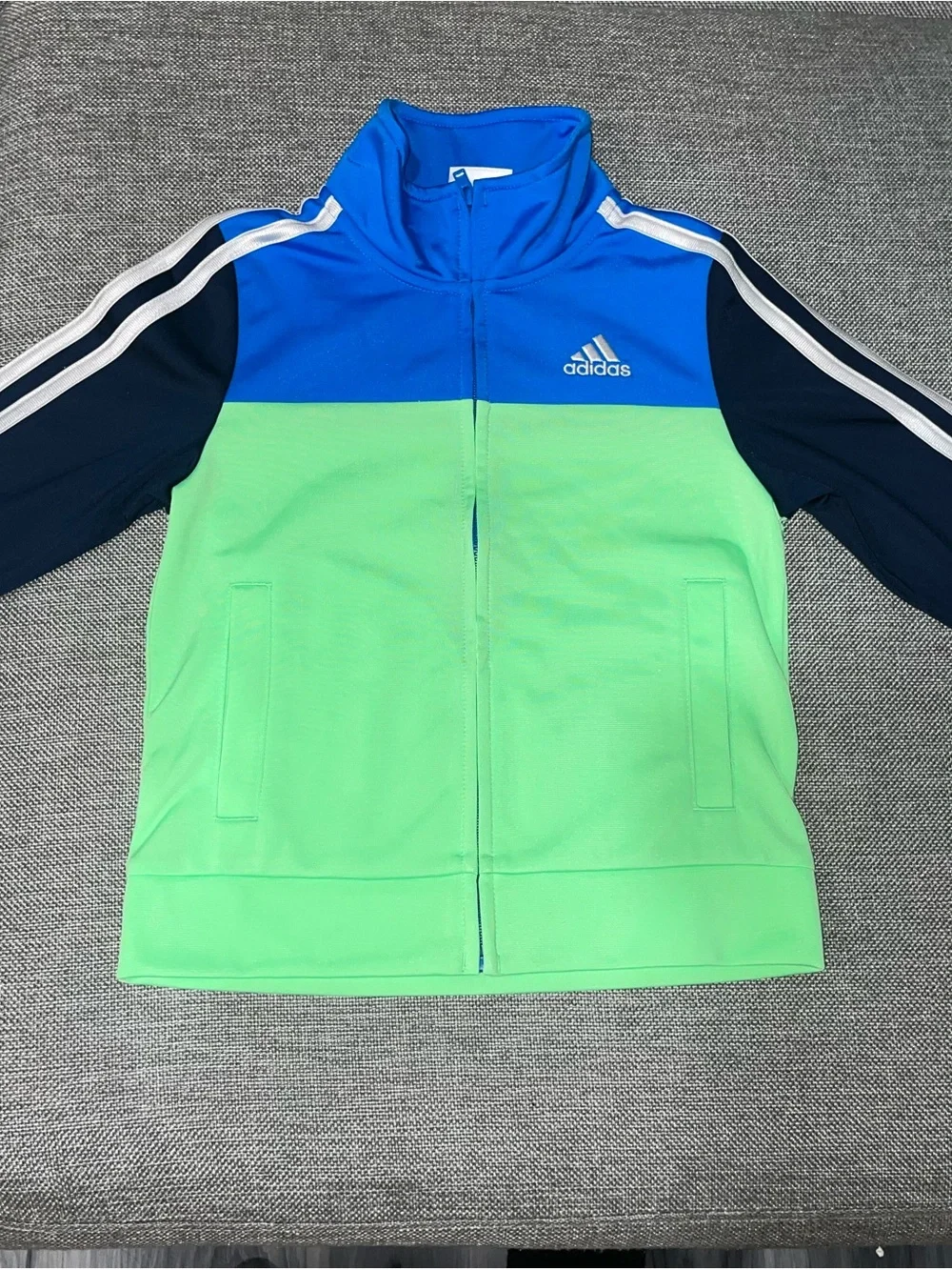 adidas Neon Green, Royal Blue & Navy Colorblock Track Jacket